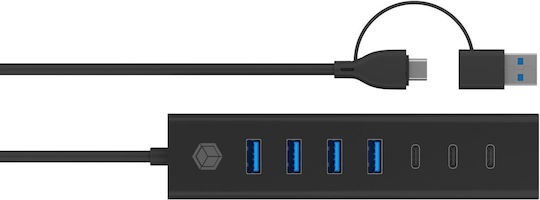 Icy Box Hub 7 Porturi USB 3.2 cu Conectare USB-A / USB-C