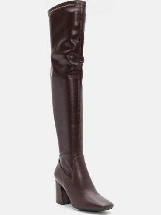 Damenstiefel Über dem Knie Braun