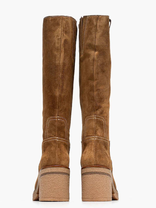 Leder Damenstiefel Tabac Braun