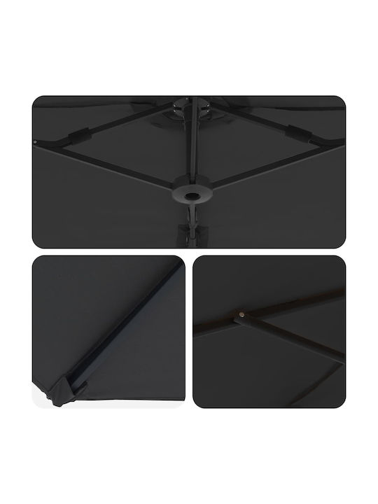 Umbrella Floor Metal Black 3.72x1.98m