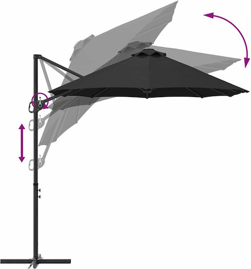 Umbrelă Metalică Neagră 3.72x1.98xÎnălțime 2.43m