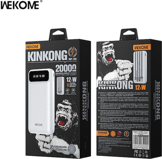 WK WP-103 Power Bank 20000mAh 12W Λευκό