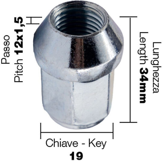 Simoni Racing Nuts M12x1.5mm Length 34mm 10pcs