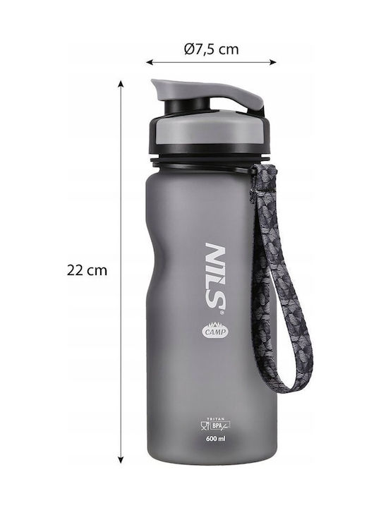 Nils Water Bottle Plastic 600ml Black