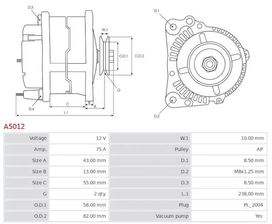 Alternator Mitsubishi L300 2.5d