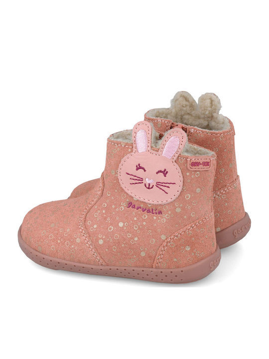 Anatomical Leather Kids Boots with Zipper Pink
