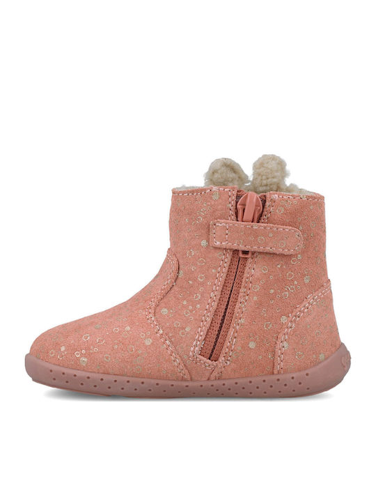 Anatomical Leather Kids Boots with Zipper Pink