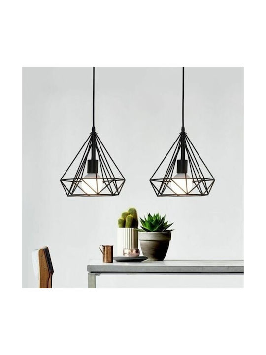 Diamond Pendant Light Black 25x25cm