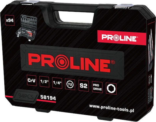 Proline Ратчетни и гнездови гарнитури 1\2" & 1\4" 94бр