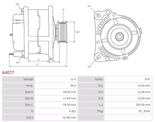 Alternator Fiat Doblo Stilo Punto Multipla 1.9 Jtd