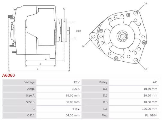 Alternator Fiat Punto 500 1.2-1.4