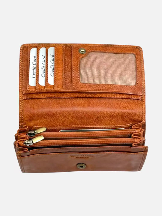 Large Leather Women's Wallet Classic Tabac Brown