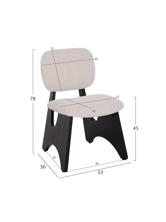 Bellisi Dining Room Fabric Chair Ecru, Black 53x56x78cm 2pcs