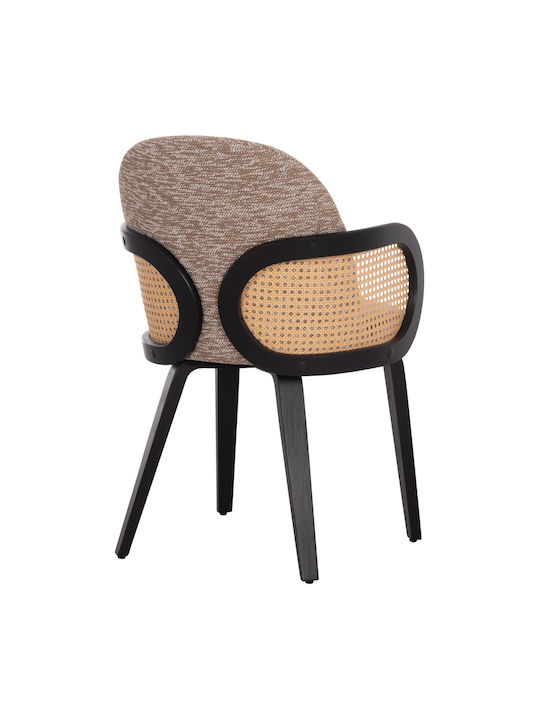 Becker Dining Room Fabric Armchair Μαύρο--καφέ 54x62x79cm 2pcs