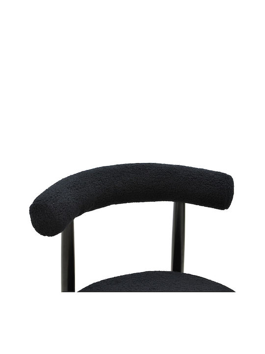 Fenza Dining Room Fabric Chair Μαύρο Μπουκλέ 60x54x75cm