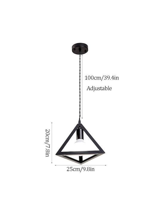 Diamond Pendant Light Black 25x20cm