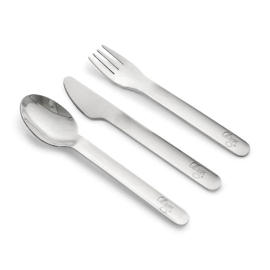 Citron Baby Cutlery Set made of Silicone in Case Silver 3pcs