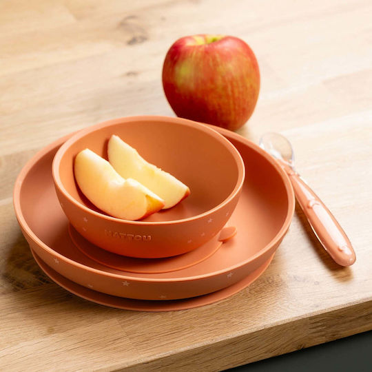 Nattou Feeding Set made of Silicone Orange 3pcs