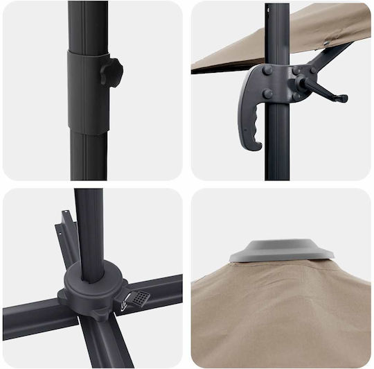 Umbrelă Metalică Maro cu Bază de Susținere 2.7x2.7m