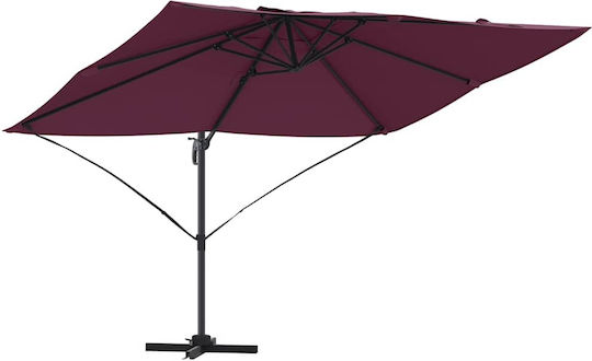 Hanging Metal Burgundy Parasol 3.52x2.51xH2.6m