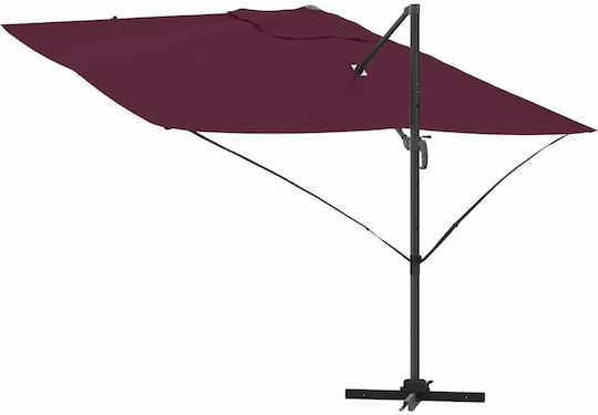 Hanging Metal Burgundy Parasol 3.52x2.51xH2.6m