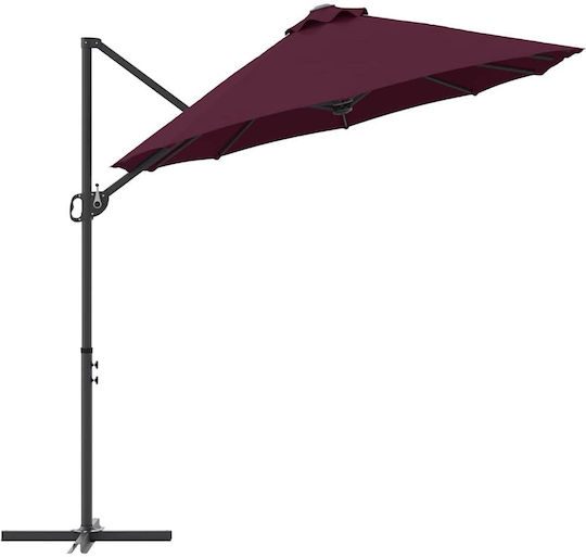 Metallischer Burgunder-Garten- und Terrassen-Sonnenschirm 2,43x2,43xHöhe 2,43 m