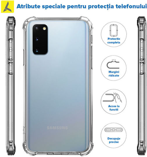 Husă Samsung S20 Rezistentă la Șocuri Transparentă din Silicon Anti-șoc Colțuri din Plastic Back Ishield Clar