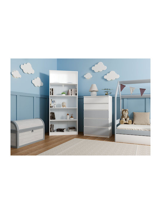 Kids Wooden Cabinet White 70x40x110cm