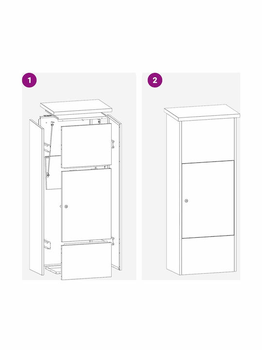 vidaXL Пощенска Кутия За Открито Inox В Бял Цвят 44.5x29x110.5см