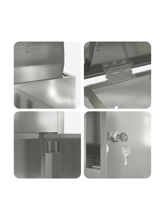 vidaXL Briefkasten Für Draußen Metallisch In Schwarz Farbe 44x35x59cm