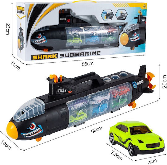 Isp Parcare pentru Copii Likesmart Shark Submarine Mașinuță Cu Mânere de Transport Propulsor Rotativ 5 Mașini Helicopter Negru