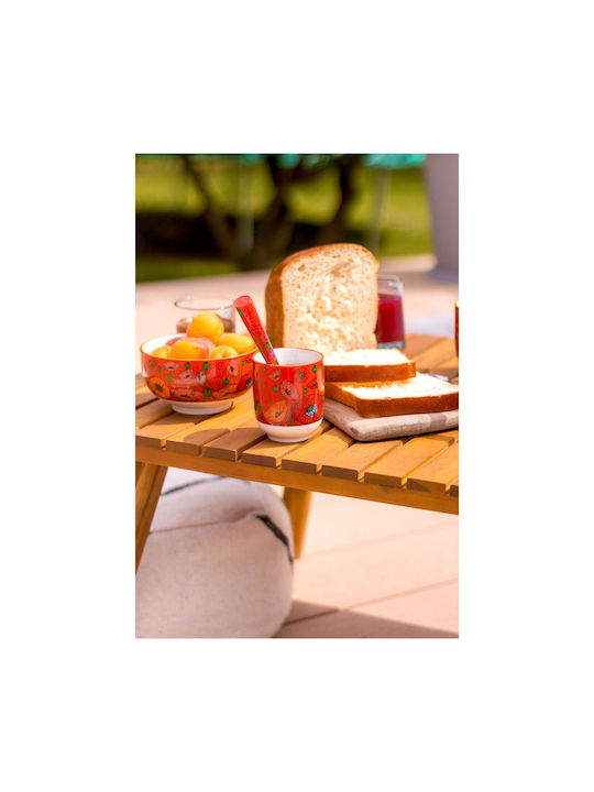 Pylones Matinal Bol Coquelicots Serving Bowl Round made of Porcelain Red with Diameter 12.8cm