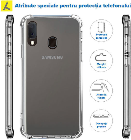 Samsung Galaxy A20e Stoßfeste Transparente Silikon Anti-Sturz Ecken Kunststoff Rückseite Ishield Klar