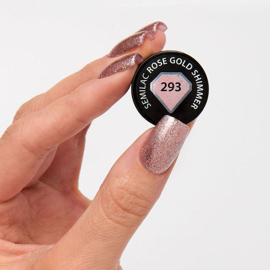 Semilac Semipermanent Lac de Unghii 293 Rose Gold Shimmer cu Glitter 7ml 1buc