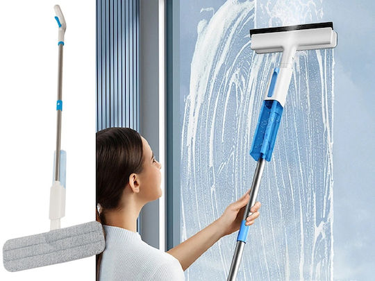 Spray Mop 2 in 1 – Floors Windows 3 Microfiber Cloths Window Cleaning Accessory 124cm White 10p