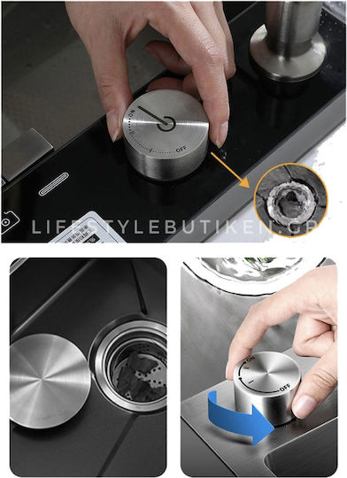 Naron Nr6521 Επικαθήμενος Νεροχύτης Inox Brushed με Μπαταρία Μ75xΠ46cm Γκρι