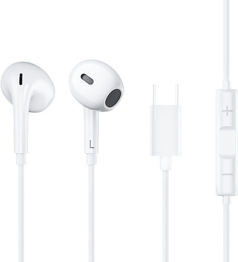QCY In-ear Handsfree Ακουστικά με Βύσμα USB-C Λευκό