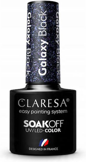Claresa Ημιμόνιμο Βερνίκι Νυχιών Μαύρο με Glitter 5ml