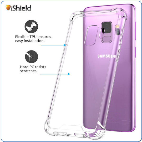 Husă Ishield Samsung Galaxy S9 Plus Protecție Șocantă Ultra Clară Margini din Silicon Acrilic Dur Back Anti-șoc Colțuri Transparent
