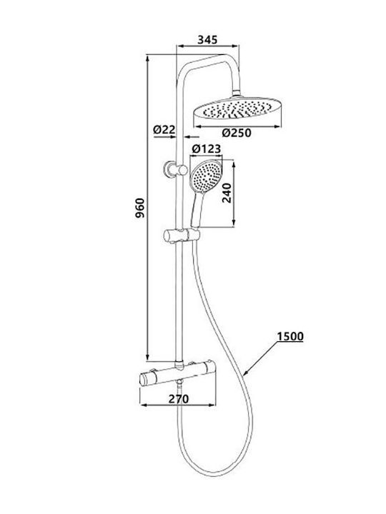 Invena Shower Column with Mixer Black Invena Shower Column with Mixer Black