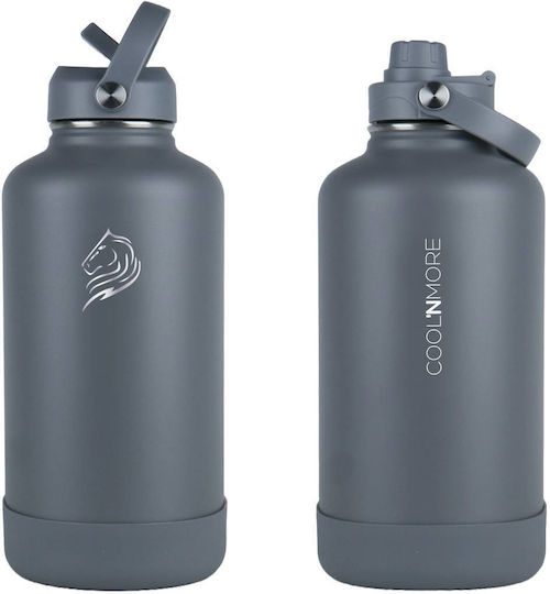 Cool'NMore Μπουκάλι Θερμός Ανοξείδωτο BPA Free 2lt Lava Grey με Επιστόμιο, Θηλιά, Καλαμάκι και Λαβή