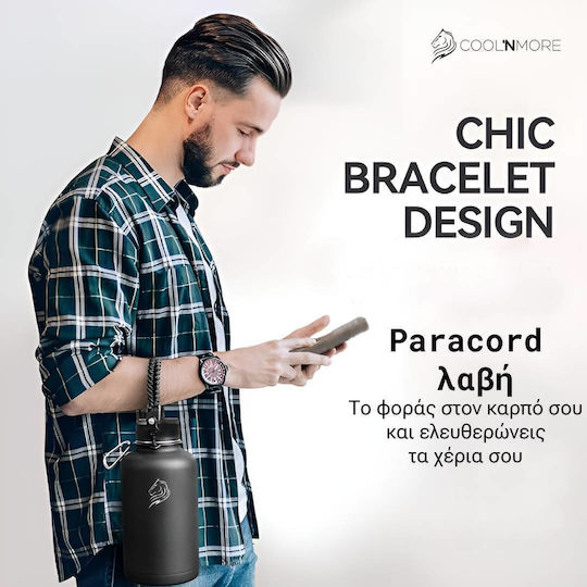 Cool'NMore Μπουκάλι Θερμός Ανοξείδωτο BPA Free 2lt Lava Grey με Επιστόμιο, Θηλιά, Καλαμάκι και Λαβή