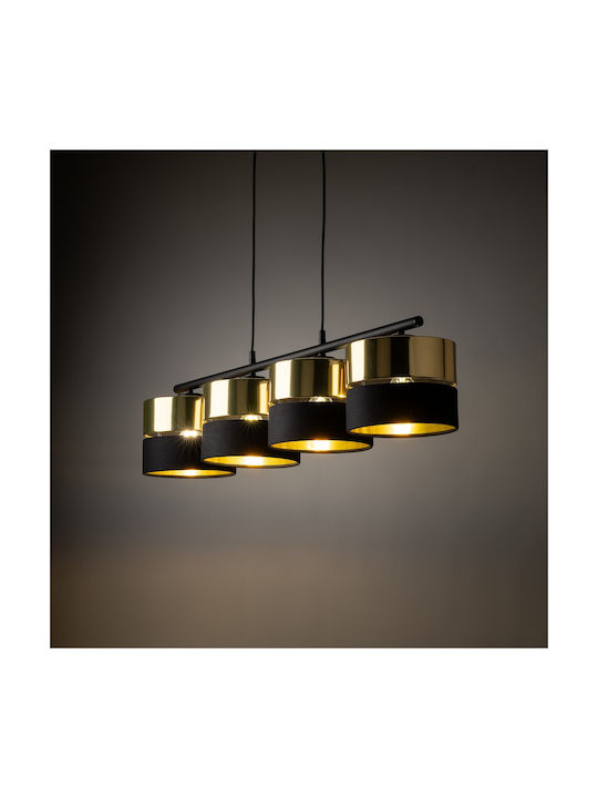 TK Lighting Hilton Pendant Light Gold Rail for 4 Bulbs E27 94x95cm