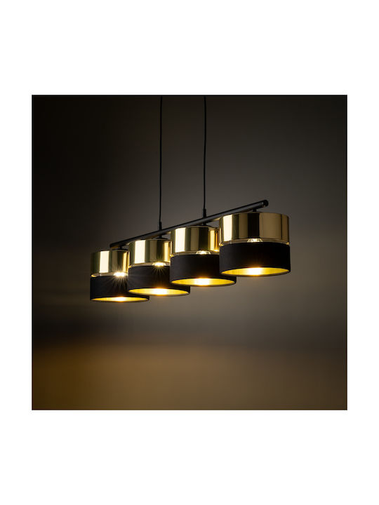 TK Lighting Hilton Pendant Light Gold Rail for 4 Bulbs E27 94x95cm