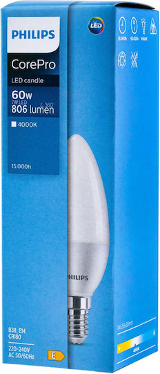 Philips Corepro LED Bulb 7W 114mm for Socket E14 Natural White 806lm
