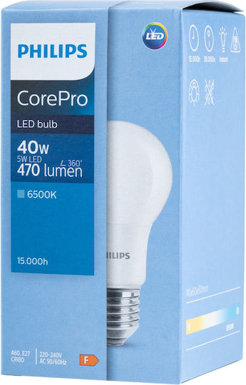 Philips Corepro LED Bulb 5W for Socket E27 and Shape A60 Cool White 470lm