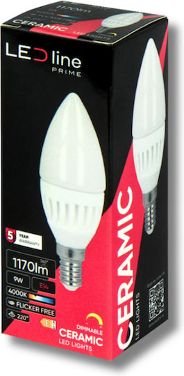 LED line Λάμπα LED 9W 111mm για Ντουί E14 και Σχήμα C37 Θερμό Λευκό 1170lm Dimmable