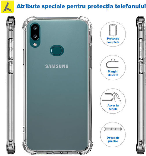 Samsung A10s Stoßfeste Handyhülle Transparentes Silikon Antivibrations-Ecken Kunststoff Rückseite Ishield Klar