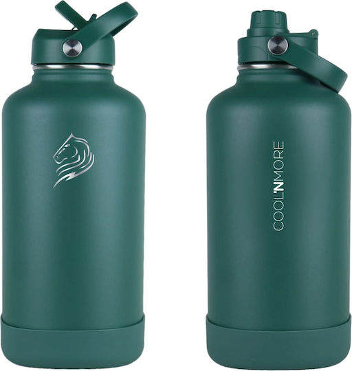 Cool'NMore Μπουκάλι Θερμός Ανοξείδωτο BPA Free 2lt Moss Green με Επιστόμιο, Θηλιά, Καλαμάκι και Λαβή