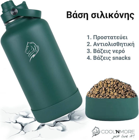 Cool'NMore Μπουκάλι Θερμός Ανοξείδωτο BPA Free 2lt Moss Green με Επιστόμιο, Θηλιά, Καλαμάκι και Λαβή